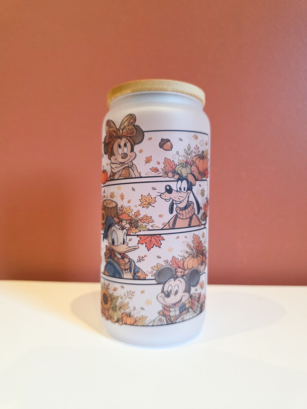 Disney Fall Character Glass Tumbler -16oz